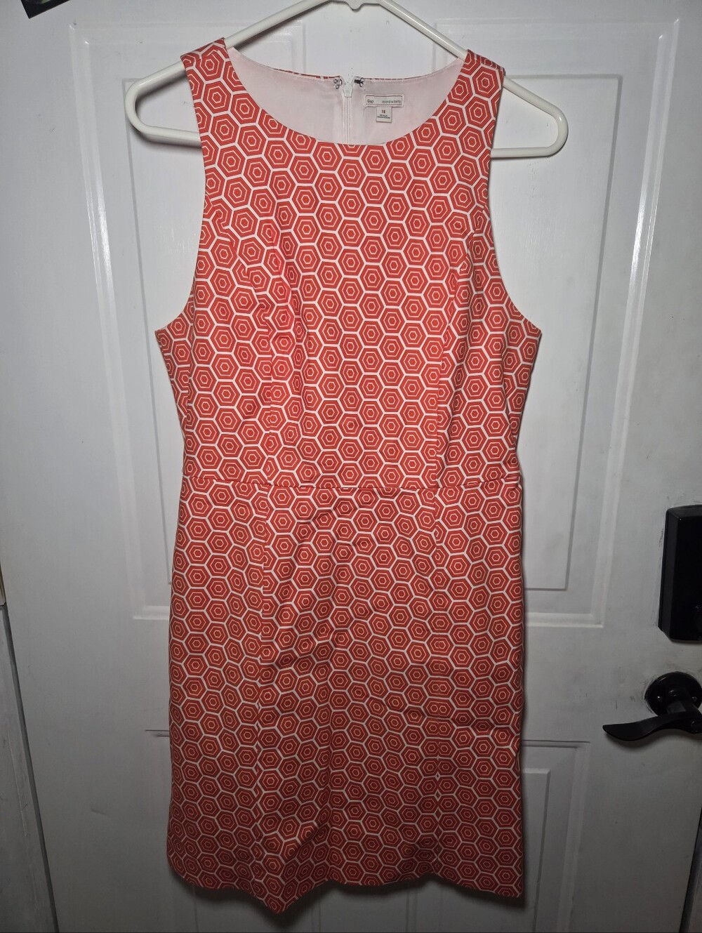 Gap Orange geometric hexagon-print Fit And Flare Dress Size 10